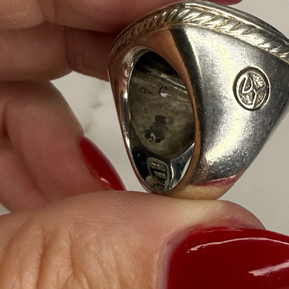 David Yurman Sterling Silver Black Onyx Albion Ring Size 6